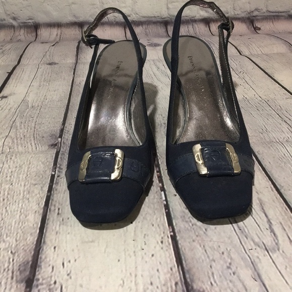 Etienne Aigner Navy Sling back heels Sz 6M - Picture 3 of 7